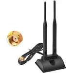 Eightwood Dual WiFi Antenna with RP-SMA male Connector 2.4GHz 5GHz Dual Band Antenna Magnetic Base for PCI-E WiFi Network Card USB WiFi Adapter