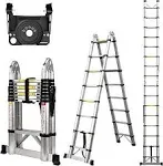 Telescoping Ladder A Frame, 16.5 Ft Compact Aluminum Extension Ladder, Portable