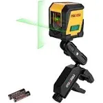 Prexiso 65FT Laser Level Self Leveling Cross-Line Laser Green Beam w/Mount Clamp