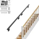 VEVOR Handrail Stair Railing, 12 ft, Wall Mount Handrails for Indoor Stairs, Thickened Aluminum Alloy Hand Rail with Installati