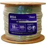 Southwire 56918345 500-Feet Dual Shields Type RG 6/U 18 AWG Coaxial Cable; White