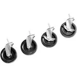 Seville Classics Heavy Duty Stem Threader Swivel Locking Casters (Set of 4) Wheels, for Office, Kitchen, Garage, Warehouse, Steel, 4" Diameter, Shelving Wheel