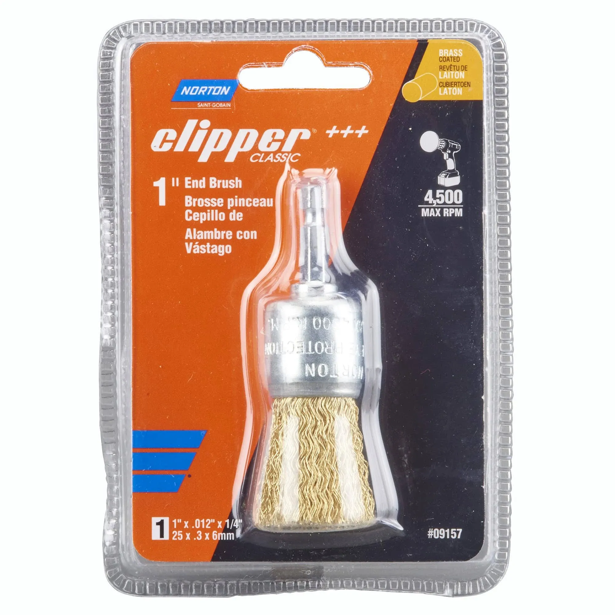 Norton Clipper 1 in. Coarse Wire End Brush Brass 4500 rpm 1 pc