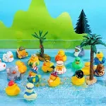 JOYIN 30 Pcs Rubber Ducks, Random Assortment Mini Rubber Duckie Toys with Mesh Carry Bag for Kids Baby Bath Shower Toys, Birt