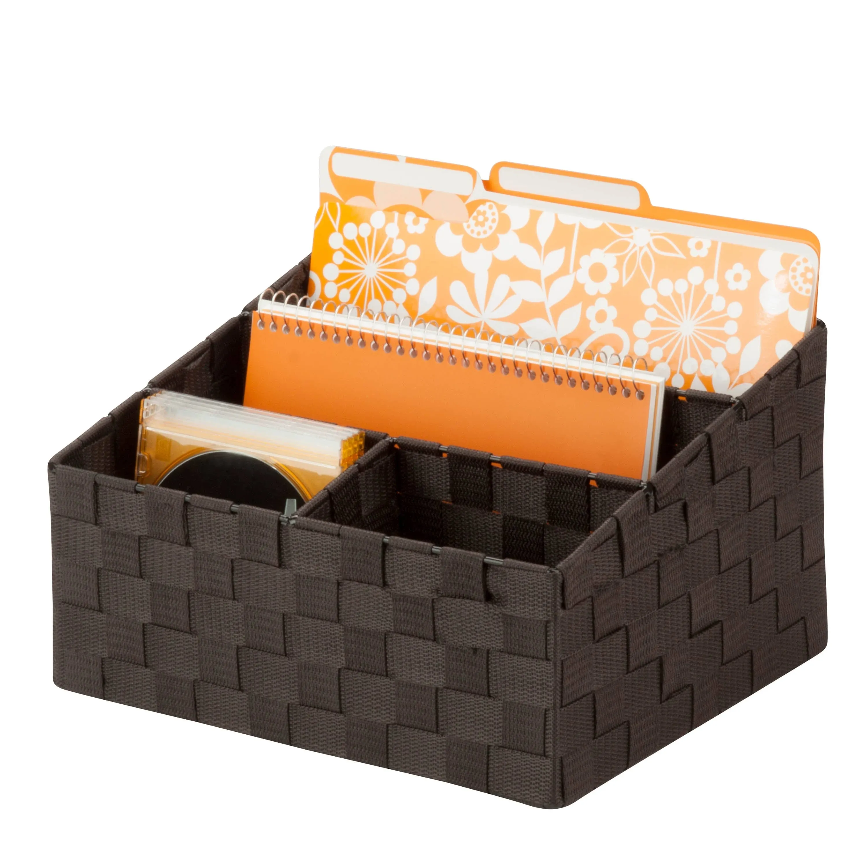 Honey-Can-Do OFC-03611 Woven Mail and File Desk Organizer, 12 x 10.25 x 7", Espresso Brown