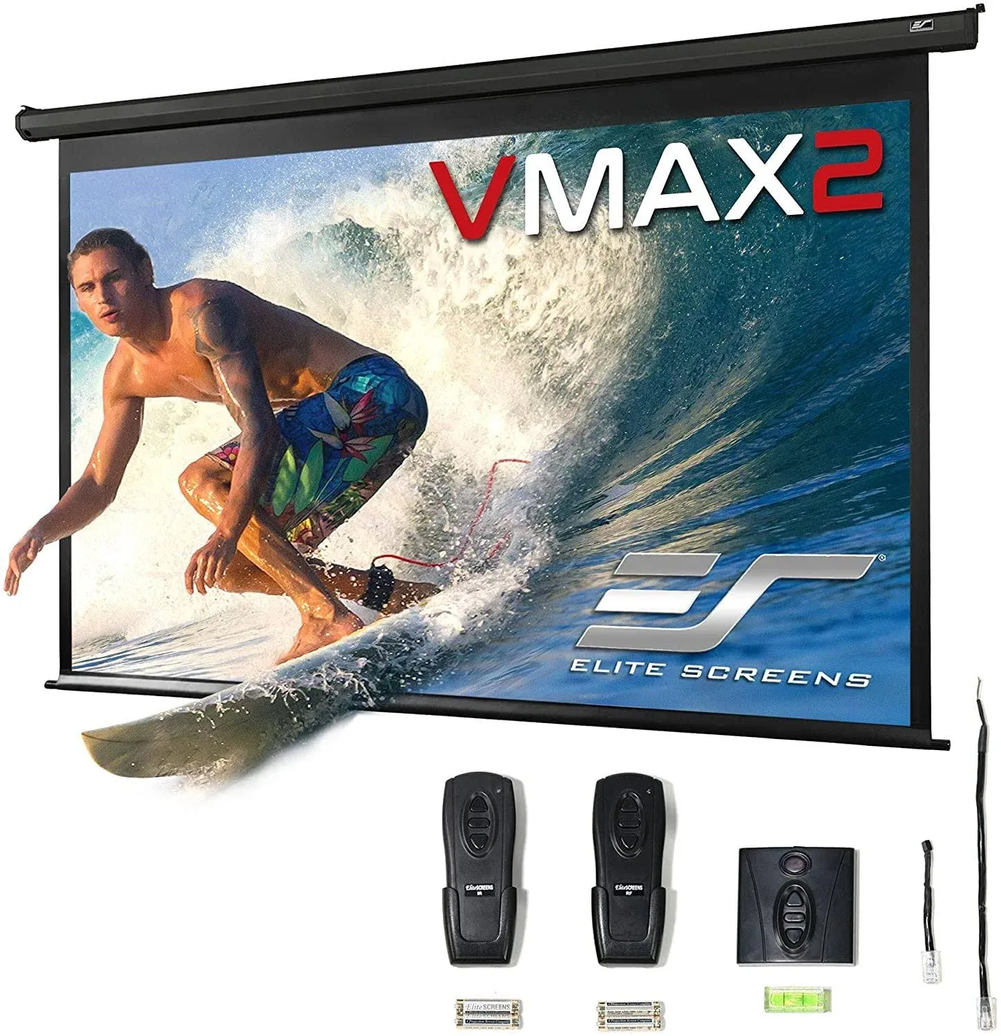 Elite Screens VMAX2, 100-inch 16:9, Wall Ceiling Electric Motorized Drop Down HD Projection Projector Screen, VMAX100UWH2