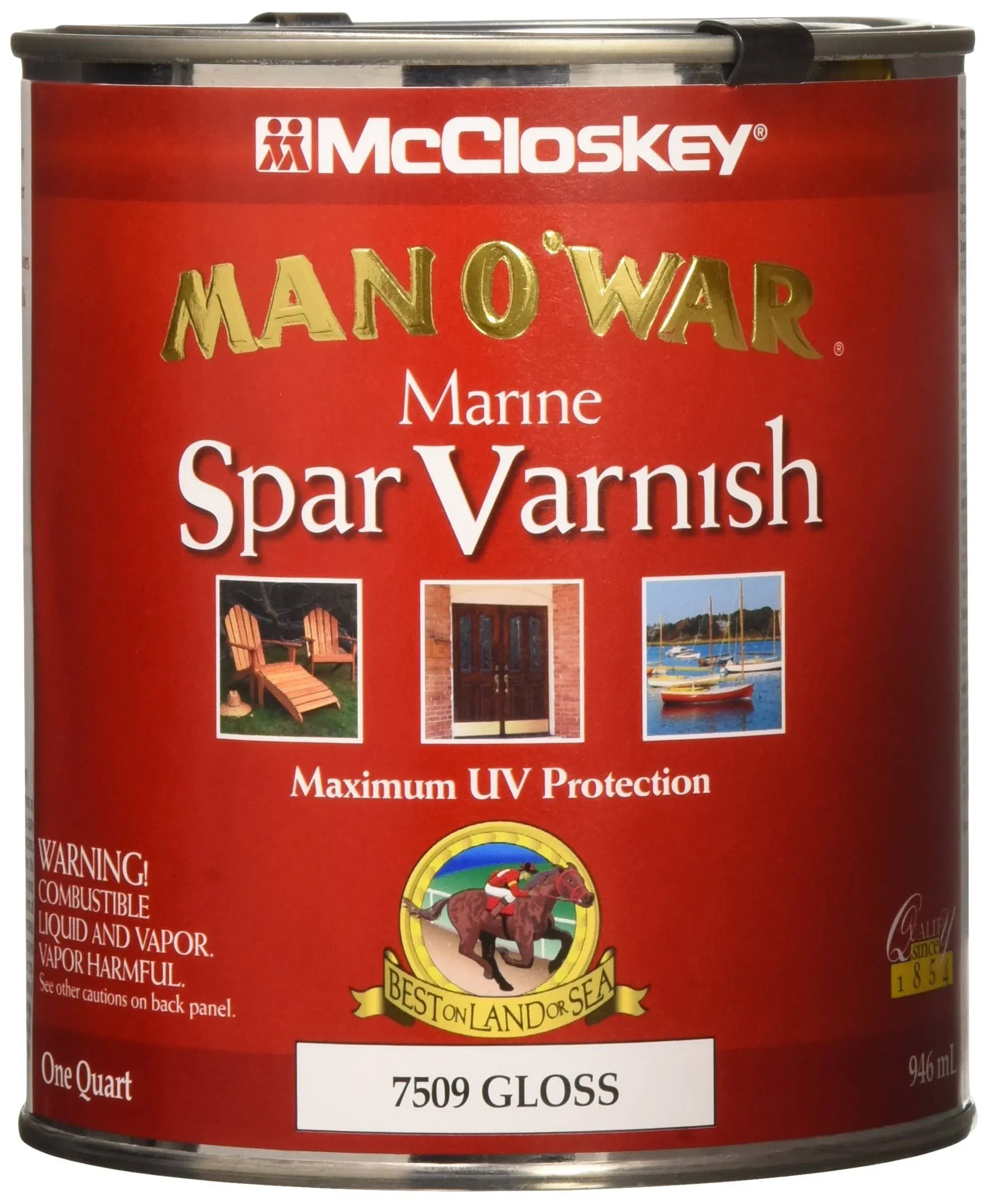 Valspar 80-7509 Man O' War Spar Varnish, Gloss, Quart, Red