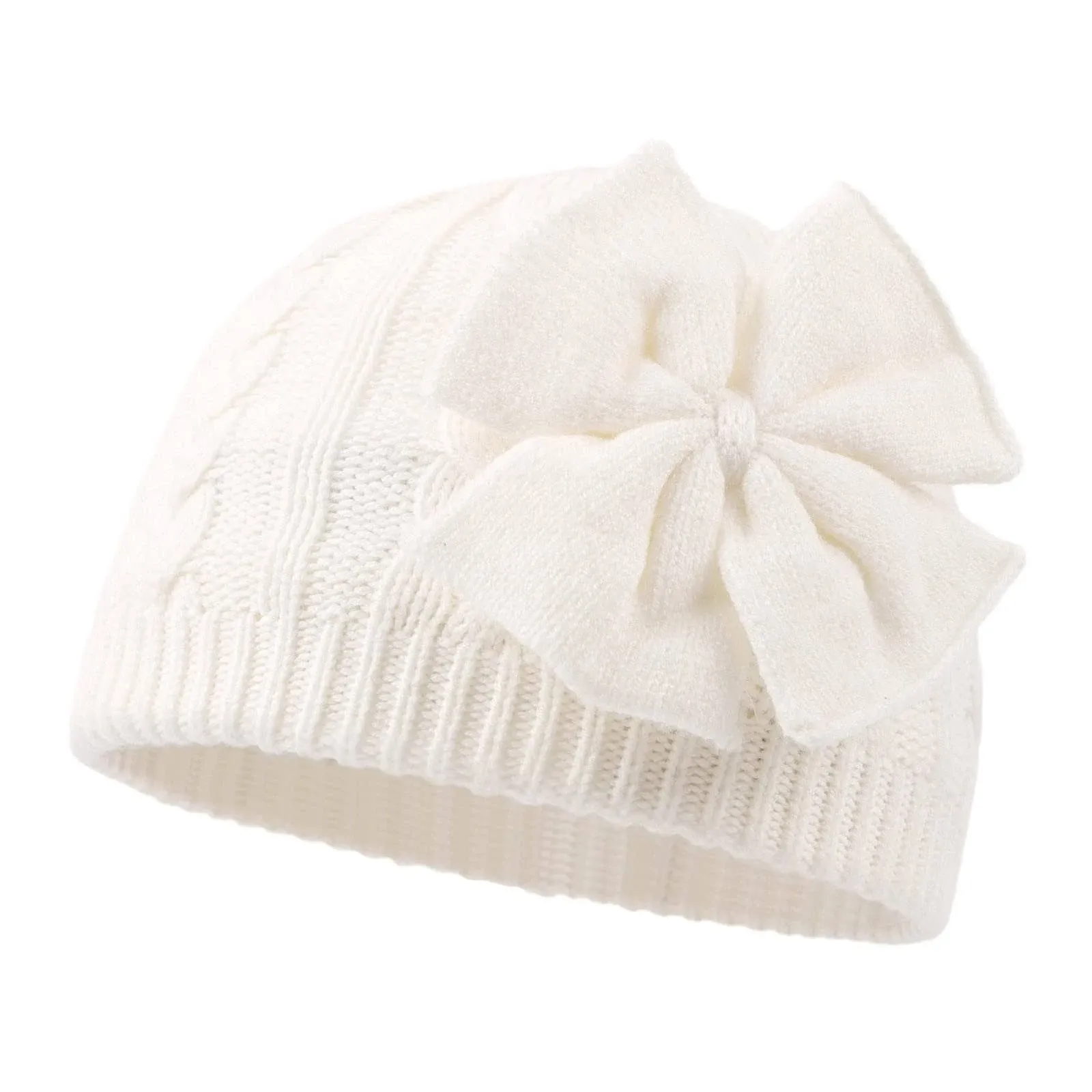 Winter Warm Knitted Baby Hat for Girls Cotton Lined Infant Toddler Girls Hat Autumn Cute Bow Classic Girls Beanie 0-6Y