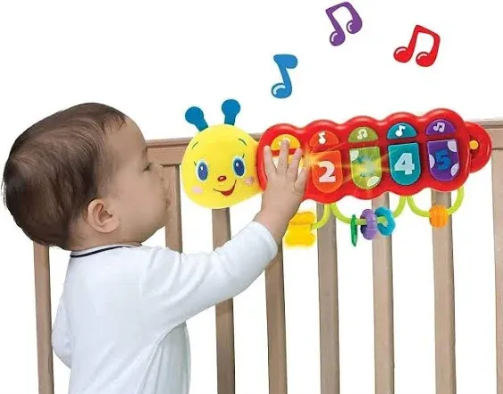 KiddoLab Lira The Caterpillar  Baby Music Light Up Toy Piano for 3 Months Age and Older Babies. Attachment for Crib  Stroller an