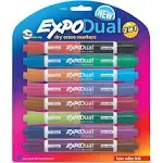 Expo Dual Ended Dry Erase Markers, Assorted - 8 count