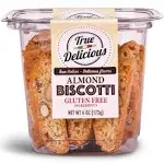 True Delicious Vegan Almond Biscotti, 100% Plant-Based Cookies, (4 Boxes of 6oz Each) Artisanal Dessert 6 Ounce (Pack of 4)