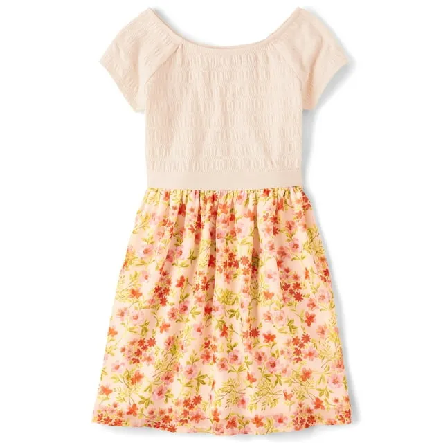 The Children's Place Girls' Floral Ruffle Smocked Dress