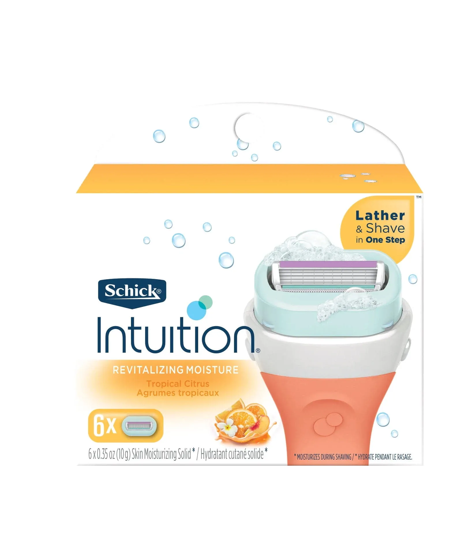 Schick Intuition Revitalizing Moisture, Tropical Citrus, 6 Cartridges