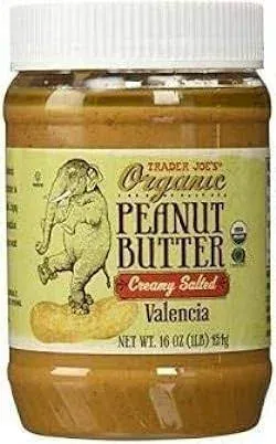 Trader Joe's Organic Peanut Butter Creamy Salted Valencia 1 lb (Pack of 2)