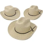 Podzly 12 Piece Cowboy Hats - Adult Western Straw Hats with Band for Western Theme Party