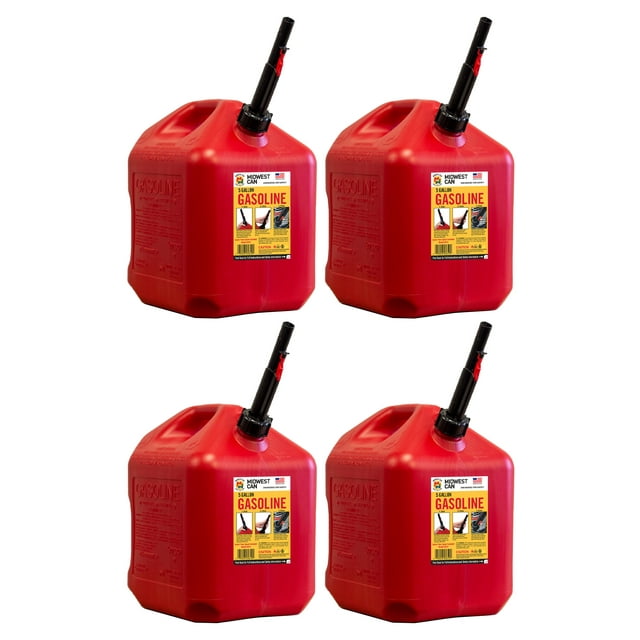 Midwest Can Company 5610 5 Gallon Gas Can Fuel Container Jugs w/ Spout (2 Pack)