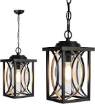 PARTPHONER Modern Black Exterior Hanging Lantern