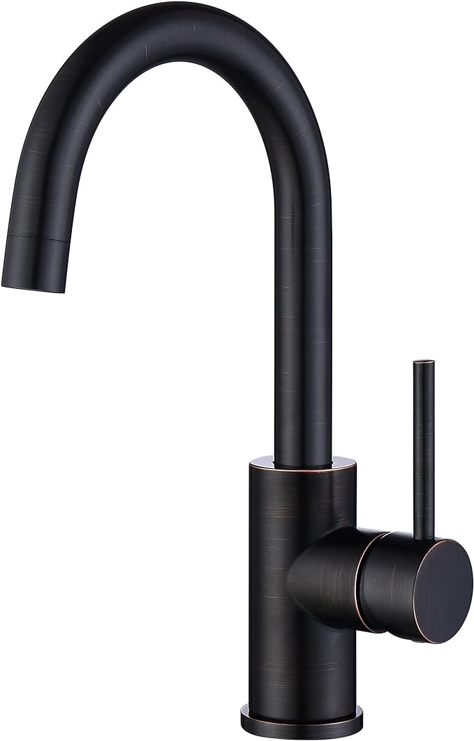 Oil Rubbed Bronze Bar Faucet Single Hole, WiPPhs ORB Wet Bar Faucets with Single Handle for Kitchen Sink and Mini Bar Deck Mounted