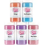 Cotton Candy Express Floss Sugar Variety Pack with 5 - 11oz Plastic Jars of Orange, Blue Raspberry, Pink Vanilla, Grape, & Cherry Flossing Sugars. Use with Cotton Candy Express Countertop Machine