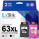 LxTek Remanufactured Ink Cartridge Replacement for HP 63 63XL to Use with HP OfficeJet 5255 5258 5260 3830 Envy 4520 4516 Deskjet 1112 2132 3632