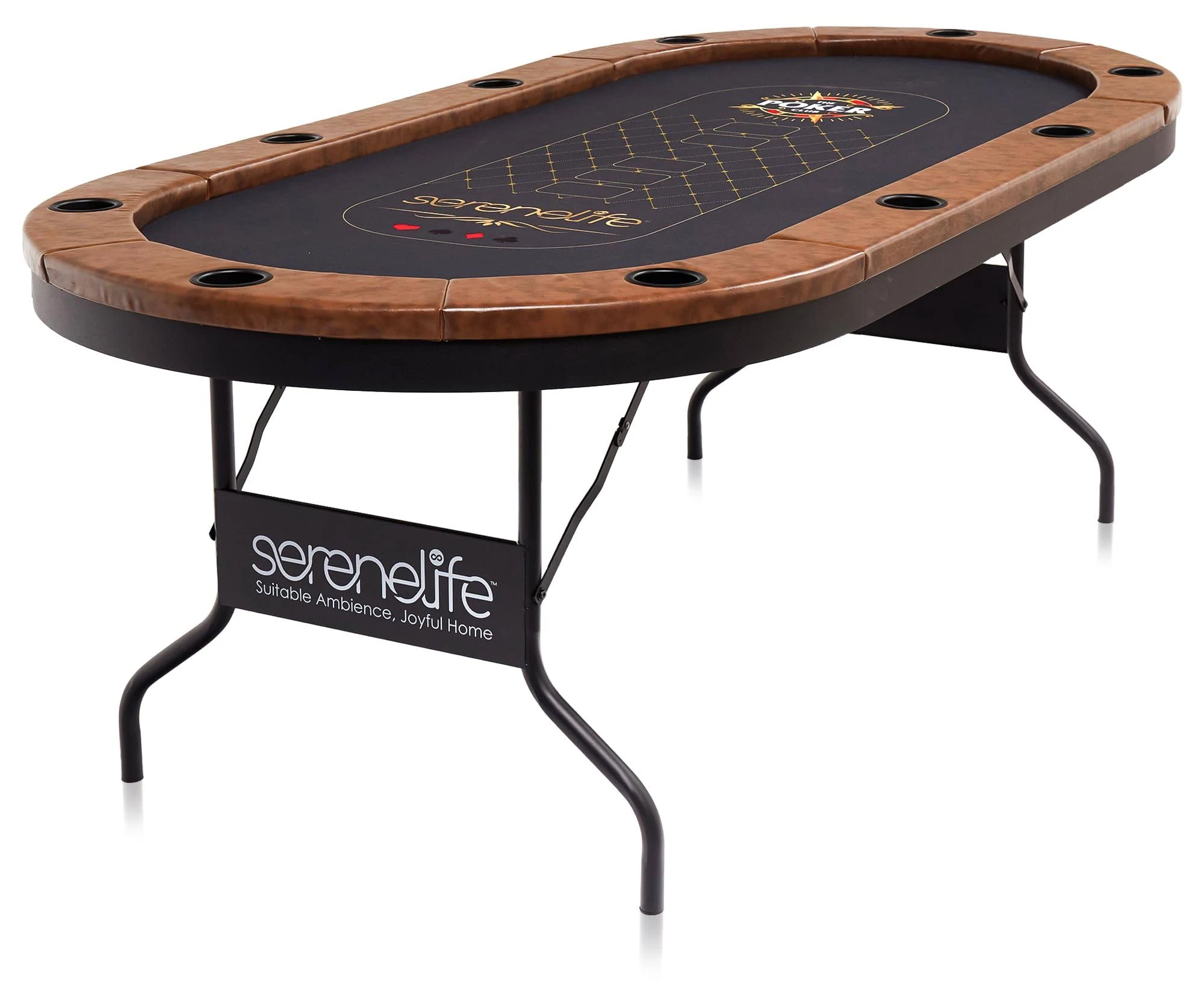 SereneLife 10-Player Oval Foldable Poker Table