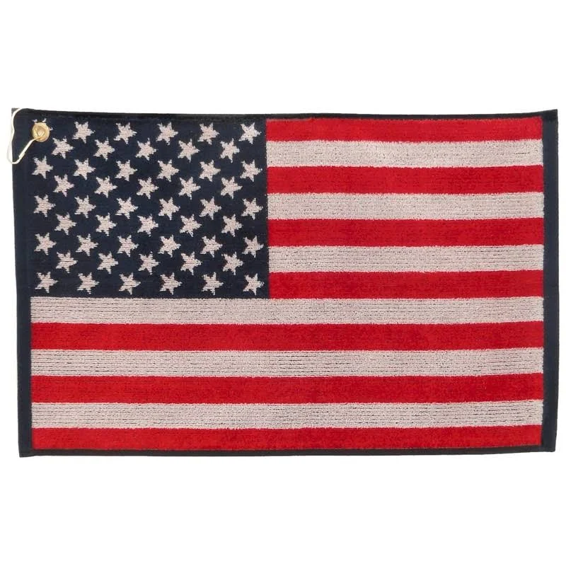 JP Lann Golf USA Flag Golf Towel - Jacquard Style, Red/White/Blue