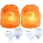 2 Pack Himalayan Natural Salt Lamp Night Light Plug in, Certificated 360 Degree Rotatable Wall Plug with Extra 4 Replacement Bulbs for Bathroom Bedroom, Pink Crystal Rock Salt Hand Crafted