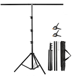 T Shape Backdrop Stand Kit 3.3 * 6.6 FT, Adjustable Background Support Stand Kit with 2 Spring Clamps for Parties, Wedding, Photography, Decoration, BEIYANG