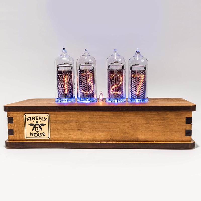 Handmade Nixie Tube Clock 6X IN-14 - Made in Ukraine - Vintage Retro Table Clock - Wooden Desk Nixie Tube Clock - Black