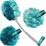 Long Handle Back Scrubber  &amp; 2 Bath Sponges Loofahs 3-PC Men &amp; Women Shower Set