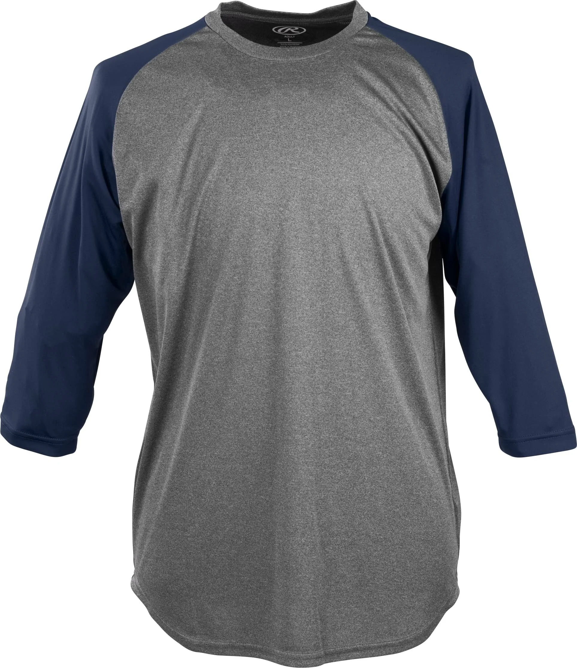 Rawlings Youth 3/4 Sleeve Shirt, Graphite/Navy / XL