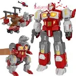 MIEBELY Transforming Toys Dinosaur Robot Action Figures Magnetic Assembling Robot Toys for Kids All in One Design Transformi