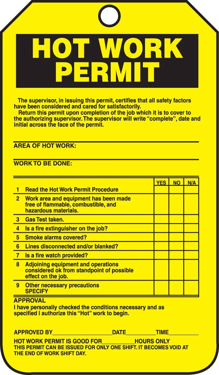 Accuform TCS361CTP Permit Tag,5-3/4 x 3-1/4,pk25