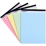 KAISA Colored Legal Pad Writing Pads 8.5x11 inch, Wide Ruled, 40 Sheets/Pad, 20lb Colored Paper, Perforated Writing Pad with Sturdy Back (4 Pads), KSU-5972