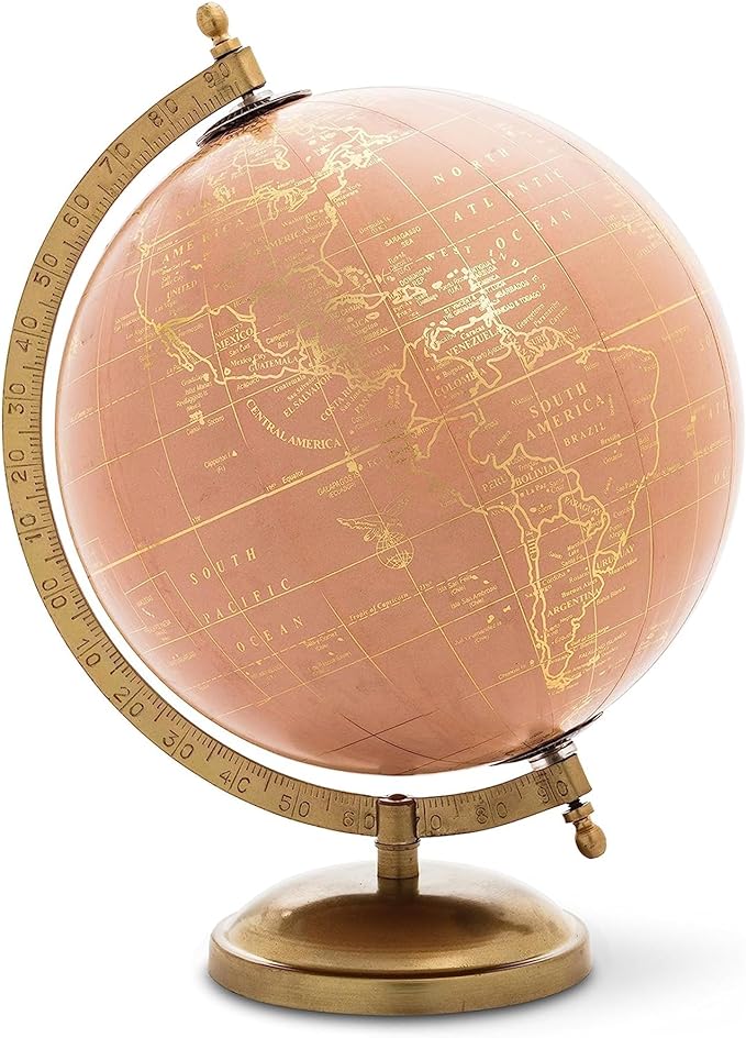 Abbott Collection 57-LATITUDE-01 Globe on Stand, Pink/Gold