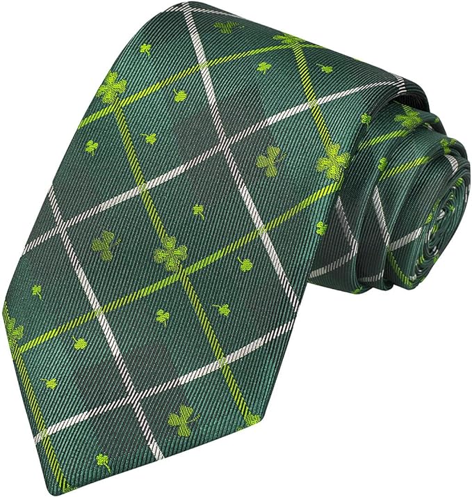 KissTies 58'' & 63'' Shamrock Tie Mens Clover Necktie St. Patrick's Day Ties