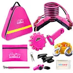 Car Emergency Kit, Pink Roadside Assistance Kit with Jumper Cable, Tow Rope, LE