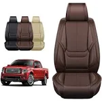 OASIS AUTO Ford F150 F250 F350 Accessories Seat Covers 2009-2025 Custom Fit Leather Truck Cover Protector F-150 F-250 F-350 Crew Double Super Extended Cab (Premium Full Set, Brown)