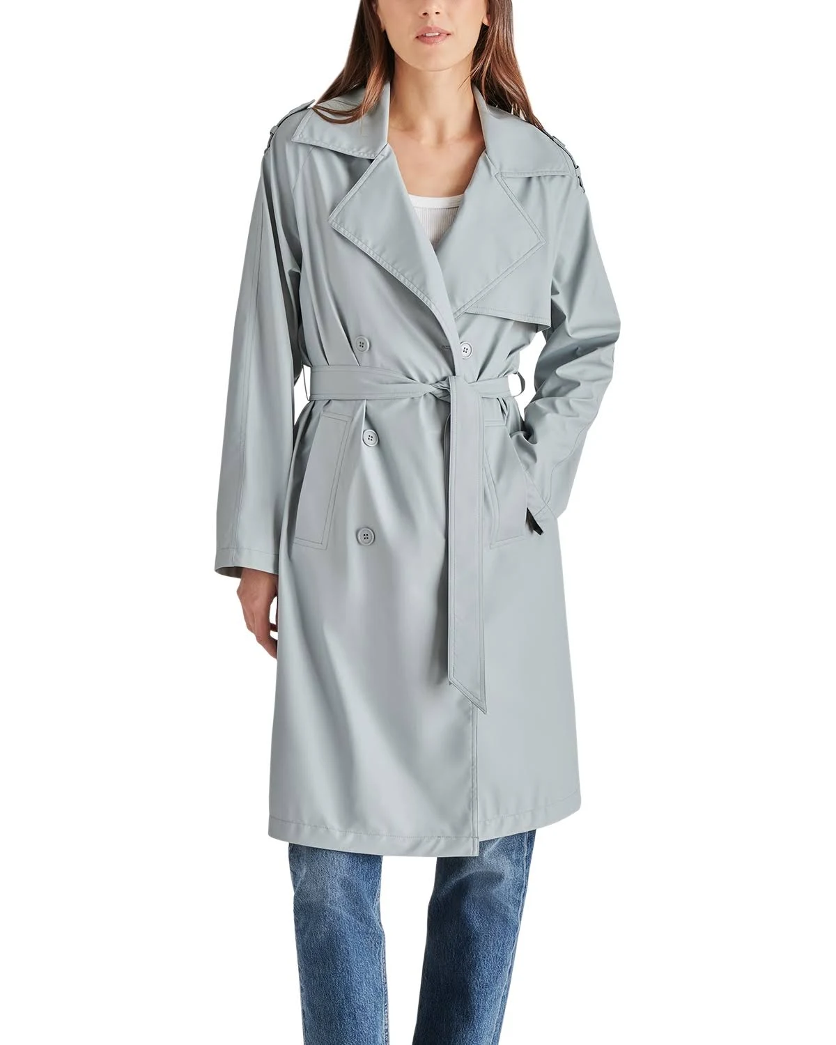 Ilia Water Resistant Trench Coat In Grey