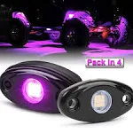 LED Rock Lights, 4 Pods Purple LED Neon Underglow Light Kits Waterproof IP68 NEW