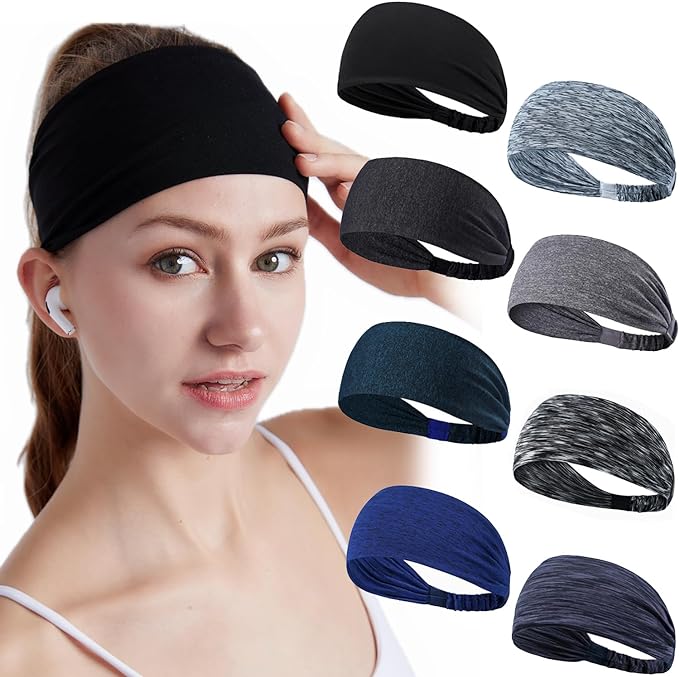 Dasuta 8 Pcs Womens Workout Headbands Non Slip Yoga Sport Sweatbands Fitness ...