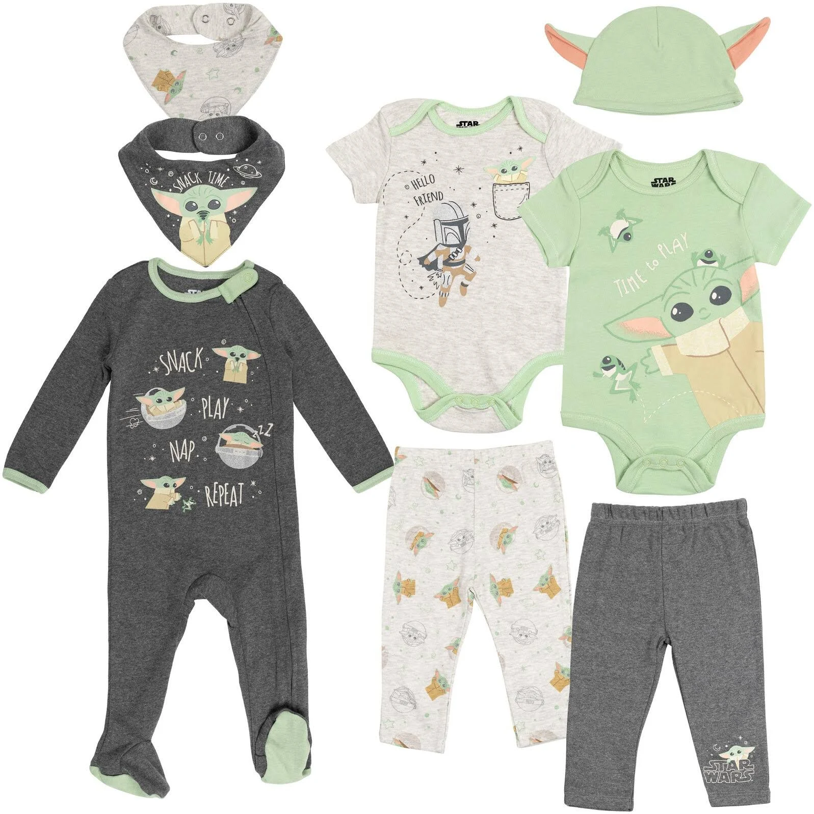 Star Wars The Mandalorian The Child Infant Baby Boys Bodysuits Sleep N' Play ...