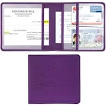 Cacturism Car Registration and Insurance Holder, Vehicle Glove Box Car Organizer Men Women Wallet Accessories Case for Cards, Essential Document, Driver License, Purple