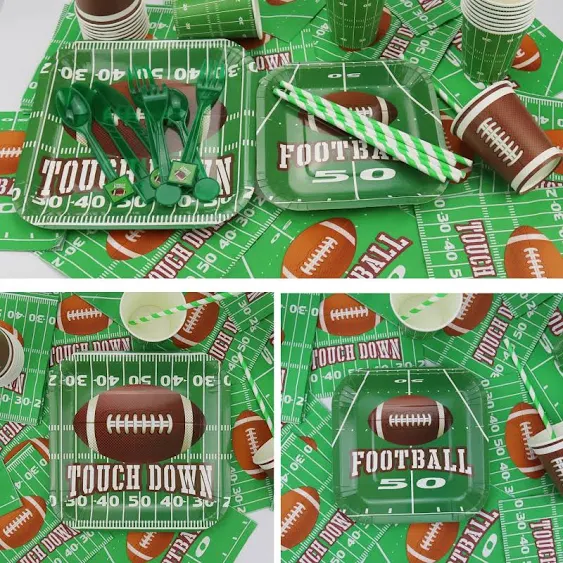 Football Party Supplies Football Touchdown Game Day Accessory Including Plates ...