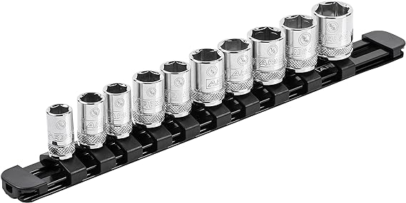 ARES 60096 - 1/4-Inch Drive Black 9.84-Inch Socket Rail with Locking End Caps