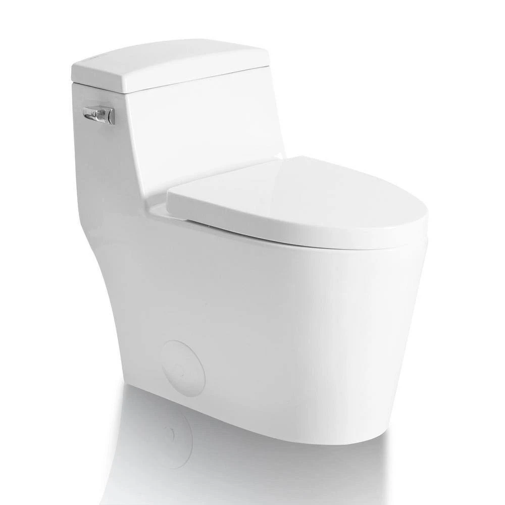 Sarlai One Piece Toilet - Elongated 1 Piece Toilet Comfort Height Single Flush White Ceramic Bathroom One Piece Toilet with Soft Seat, Concealed Trapway, 12" Rough-In, Wax Ring Included