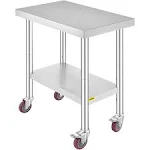 Work Prep Table Kitchen Commercial Adjustable Shelf  4 Wheels Heavy Duty Commerc