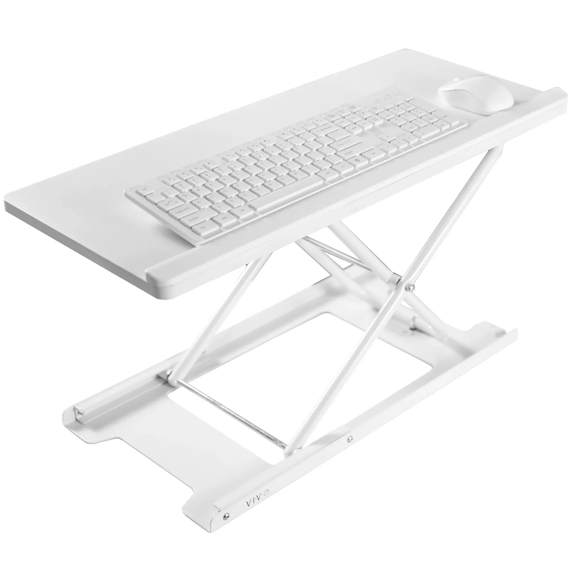 VIVO Single Top 27 inch Heavy-Duty Scissors Lift Keyboard and Mouse Riser, Designed for Ergonomic Sit Stand Workstations, White, DESK-V000PW