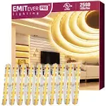 EMITEVER COB LED Strip Lights Warm White, 3000K Tape Light Premium High Density, DC 24V, 360+Lumens/ft, 2560LEDs/Spool, RA 90+, 16.4ft/5m, UL Listed