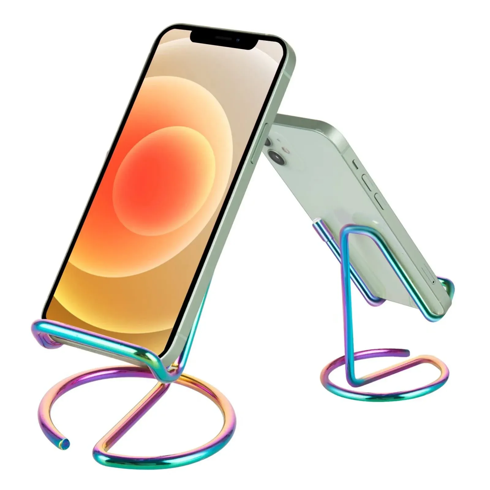 Cell Phone Stand for Desk, Cute Metal Rainbow Cell Phone Stand Holder Desk Accessories, Compatible with All Mobile Phones, iPhone, Switch, iPad